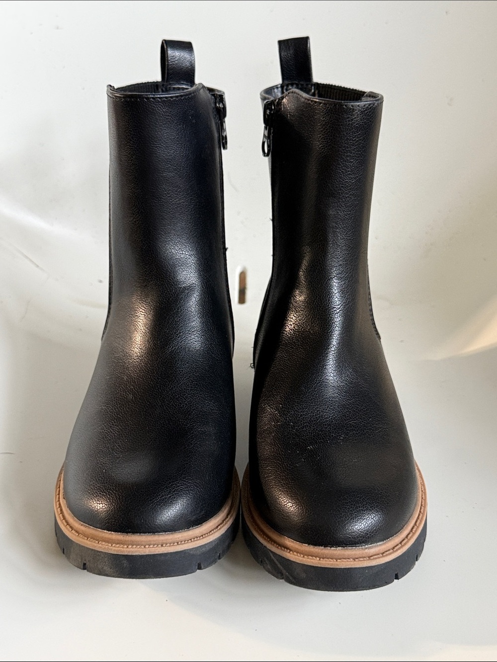 Target Kids Black Chelsea Boots with Tan Trim